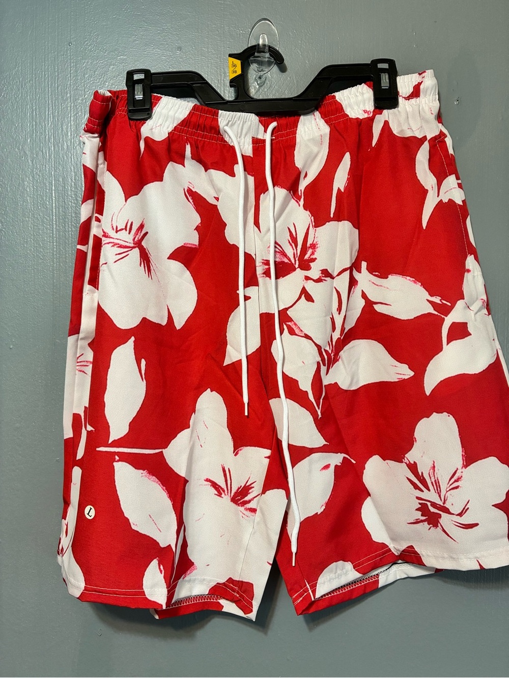Men's Red Floral shorts Drawstring Waist